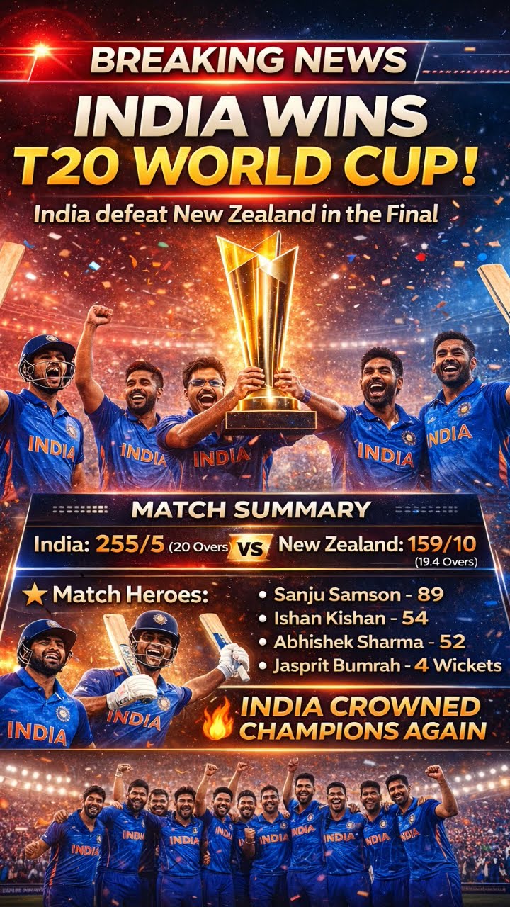 erleben sie den triumphalen sieg der inder bei der t20 weltmeisterschaft 2026 – spannende matches, herausragende leistungen und unvergessliche momente im cricket.